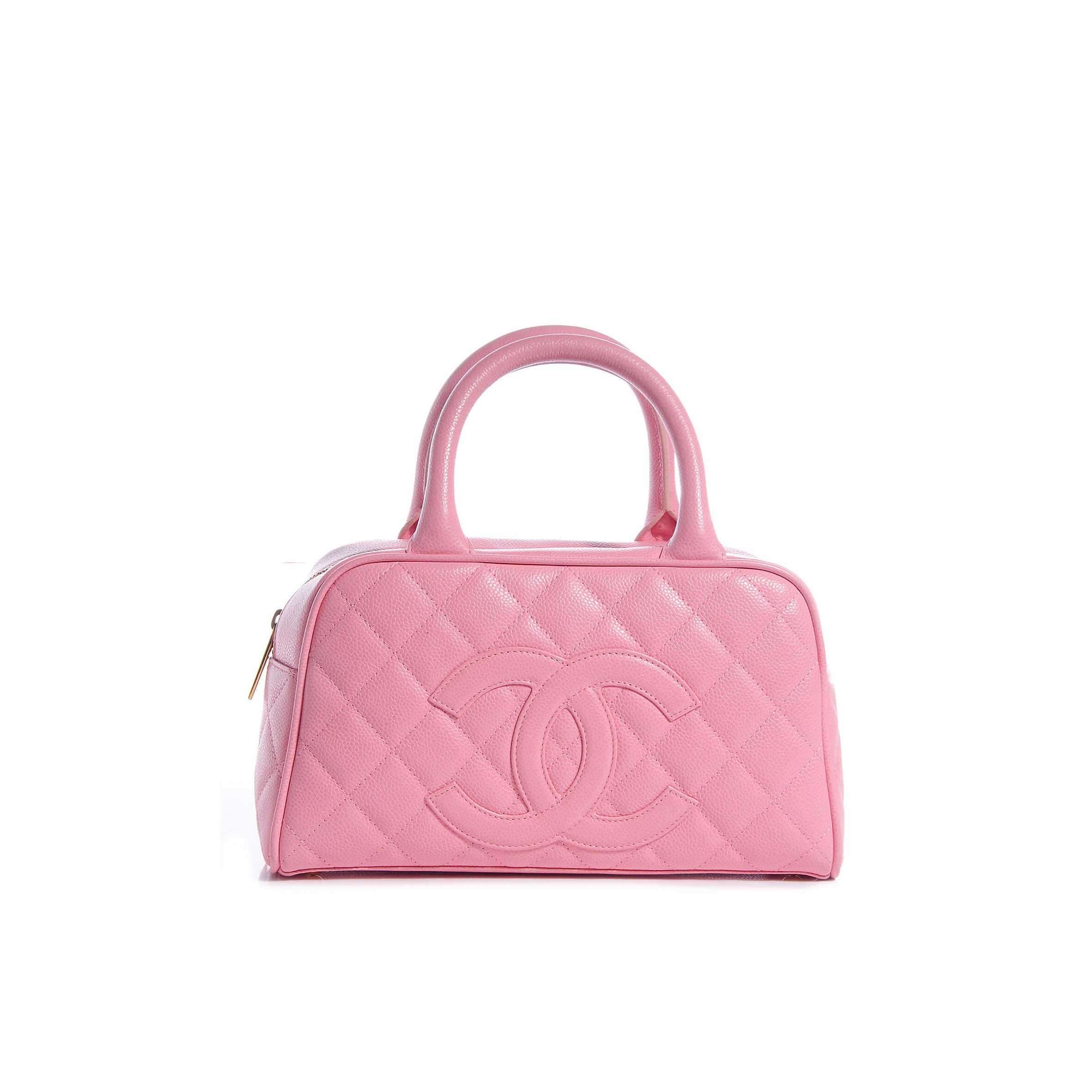 Ch**el master vintage sakura pink caviar quilted small bowler bag 71301 (25*15*7cm)